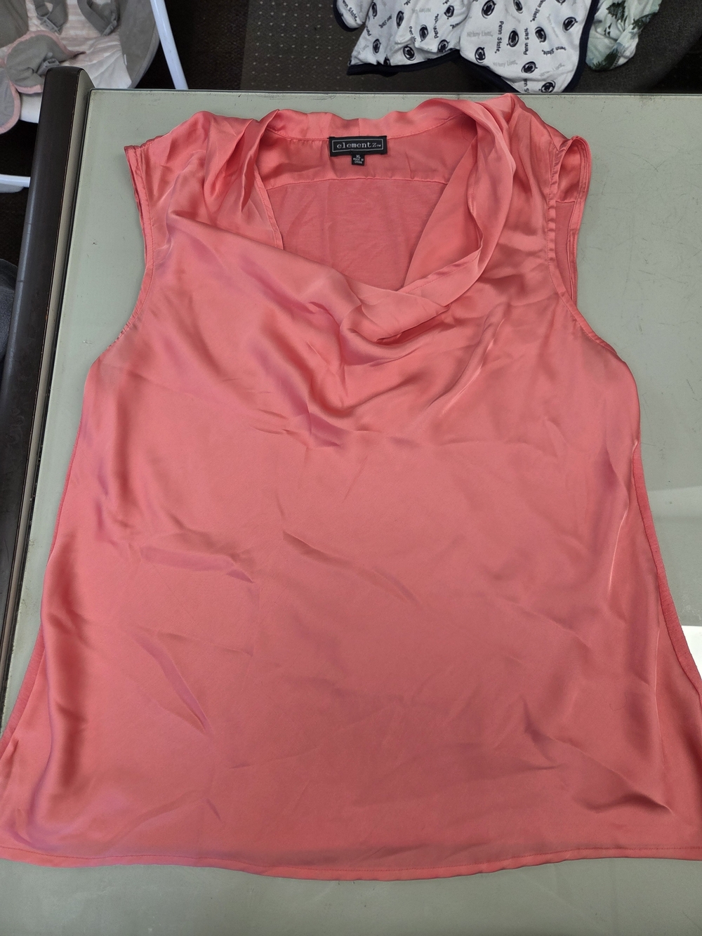 Elementz Coral Pink Cowl-Neck Sleeveless Tank